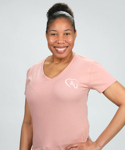 Heart Logo Desert Pink V-neck T-shirt